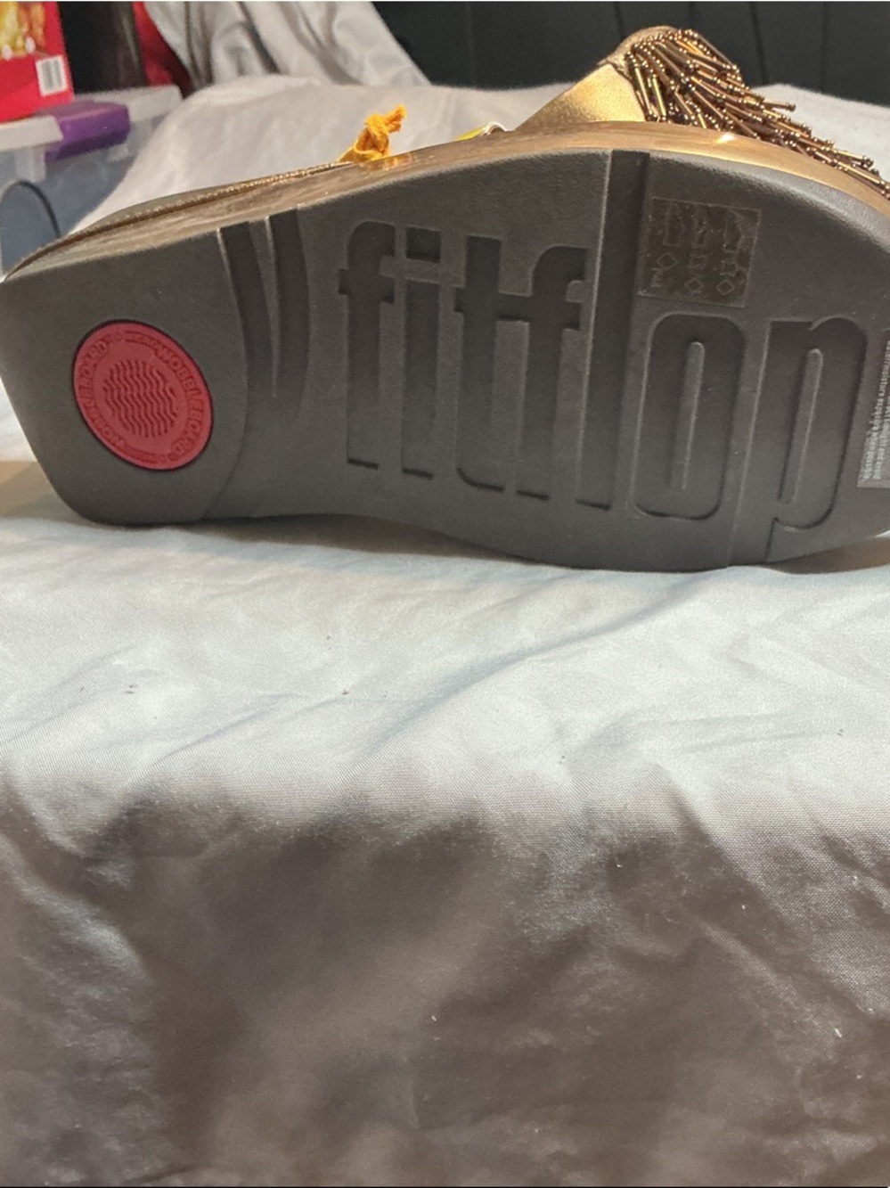 Fitflop Cha Cha Bronze Slide Sandal - Picture 2 of 3